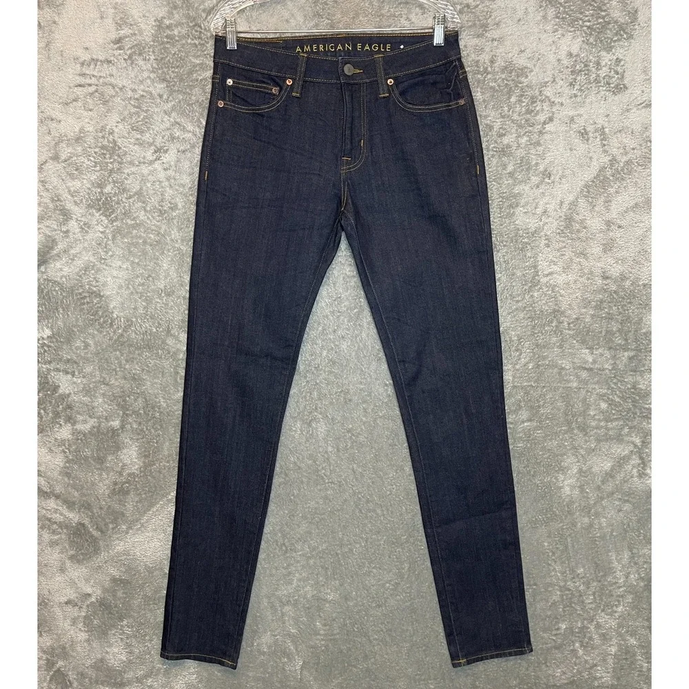 American Eagle Men 32x36 Preppy City Low Rise Skinny Indigo Wash Stretch Jean